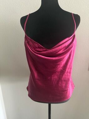 Astr Satin Cowl Neck Camisole - Magenta